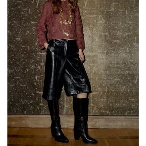 Faux leather long shorts